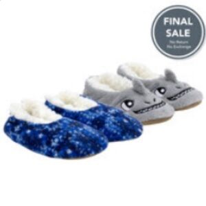 Robeez Boys Shark Slipper Socks in Charcoal and Tie Dye Blue, 2 Pack size 9/10